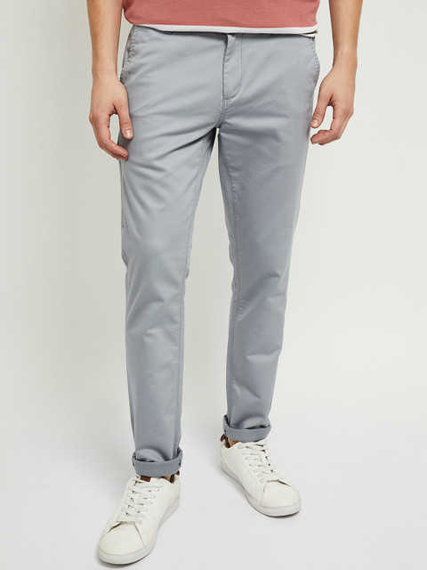 

max Men Grey Chinos Trousers