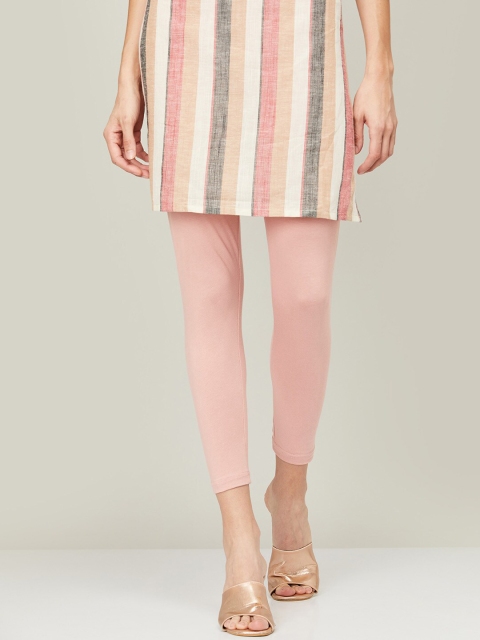 

Melange by Lifestyle Women Pink Solid Cotton Ankle-Length Leggings