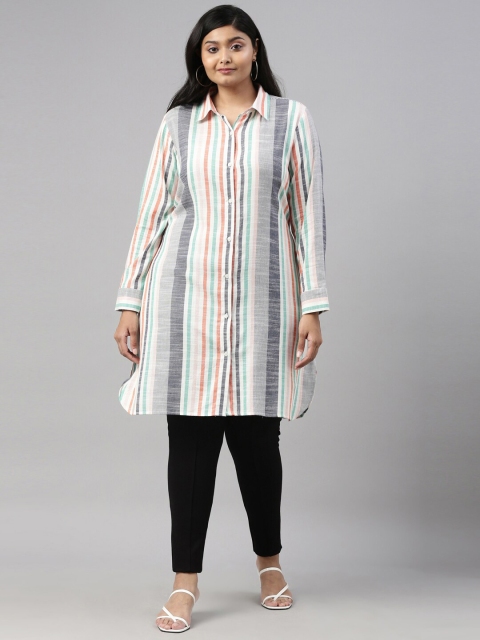 

The Pink Moon Women Multicoloured Striped Kurta, Multi