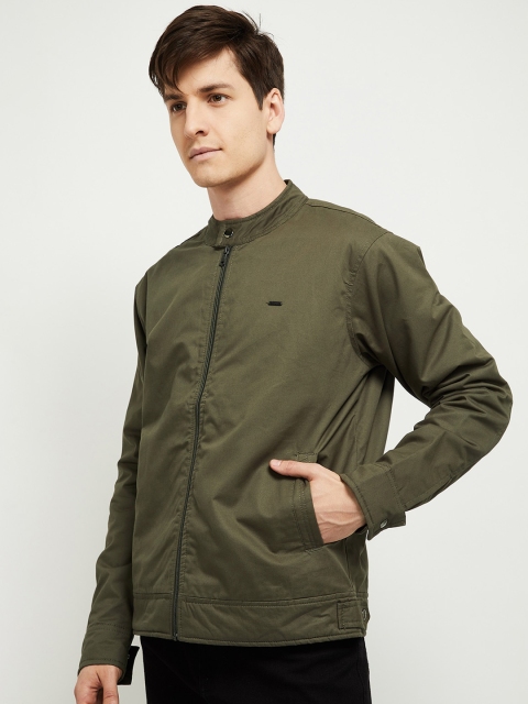 

max Men Olive Green Windcheater Tailored Jacket