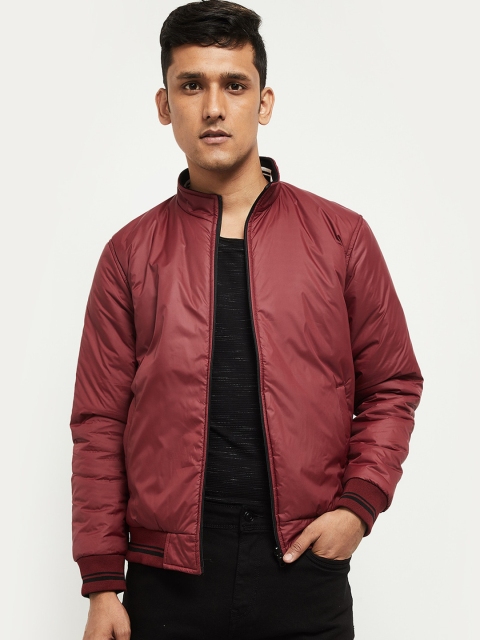 

max Men Burgundy Windcheater Bomber Jacket