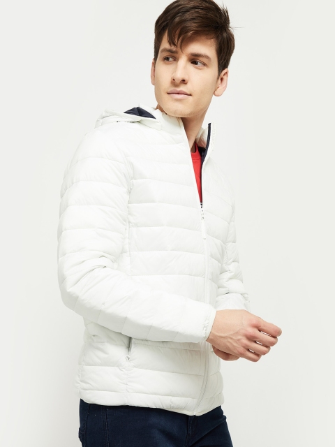 

max Men White Windcheater Puffer Jacket