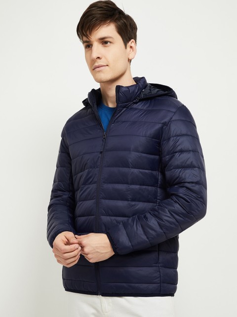 

max Men Navy Blue Windcheater Padded Jacket