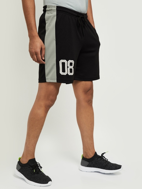 

Max Men Black Typography Slim Fit Sports Shorts