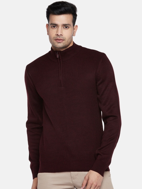 

BYFORD by Pantaloons Men Maroon Acrylic Pullover