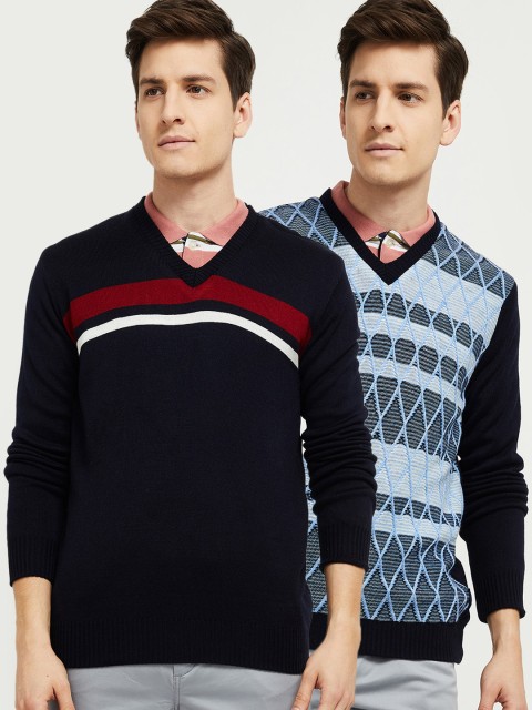 

max Men Pack of 2 Charcoal & Blue Pullover