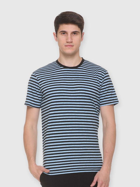 

Obaan Men Blue Striped T-shirt