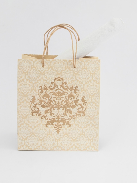 

Fabindia Beige & White Printed Paper Bag