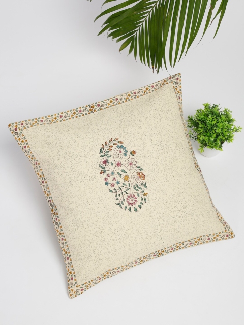 

Fabindia Set of 2 Taupe & Pink Ethnic Motifs Printed Cotton Pillow Cover