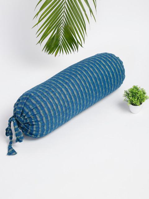 

Fabindia Blue & Green Self Design Cotton Bolster Cover