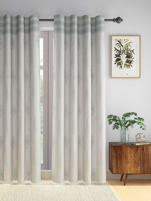 

Fabindia Off White & Green Floral Sheer Window Curtain