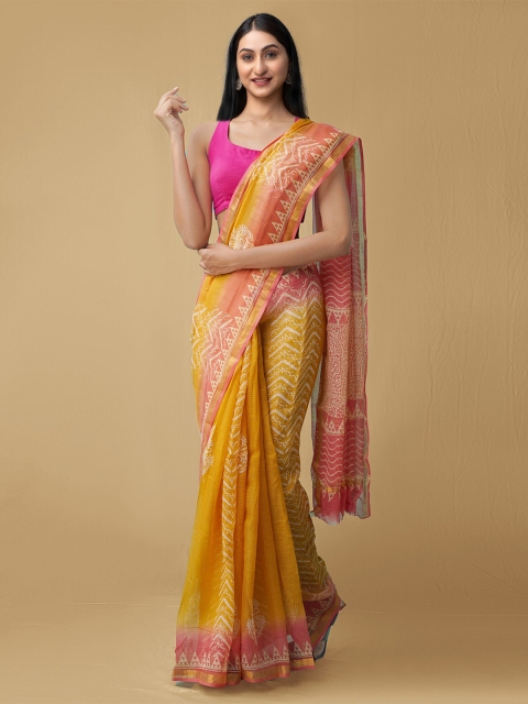 

Unnati Silks Brown & Pink Ethnic Motifs Zari Pure Cotton Kota Saree