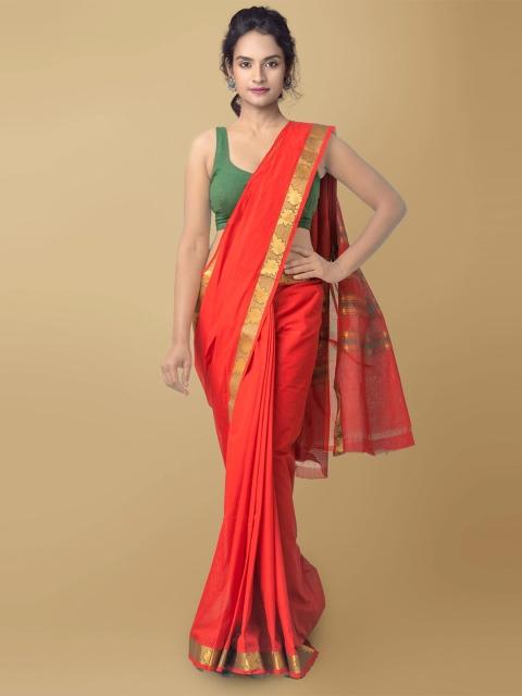

Unnati Silks Red & Gold Woven Design Pure Cotton Kanjeevaram Saree
