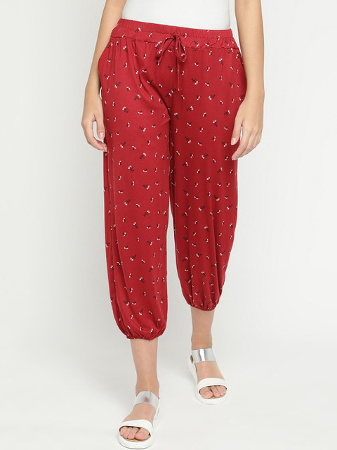 

V2 Value & Variety Women Maroon & White Printed Cotton Harem Pants