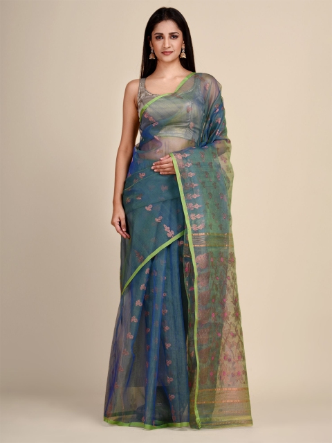 

Arhi Blue & Green Woven Design Silk Blend Jamdani Saree