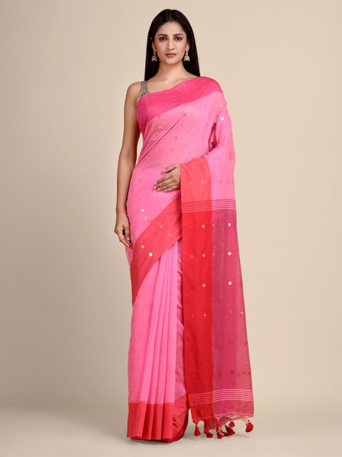 

Arhi Pink & Gold-Toned Woven Design Saree