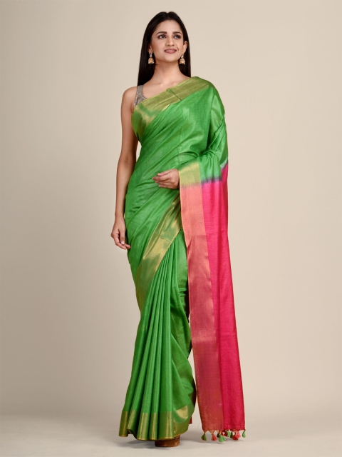 

Arhi Green & Pink Zari Saree
