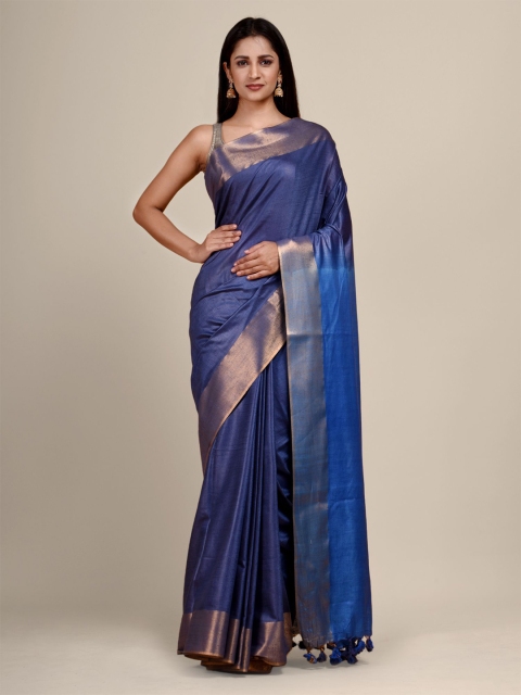 

Arhi Blue & Gold-Toned Zari Saree