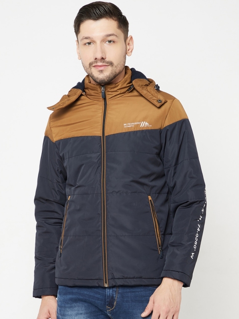 

METTLE Men Navy Blue Colourblocked Padded Jacket