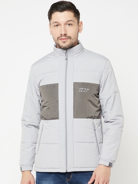 

METTLE Men Grey Colourblocked Padded Jacket