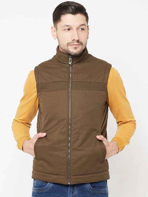 

METTLE Men Brown Solid Open Front Jacket