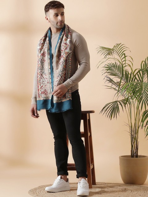 

SHINGORA Men Blue & Red Printed Wool Silk Muffler