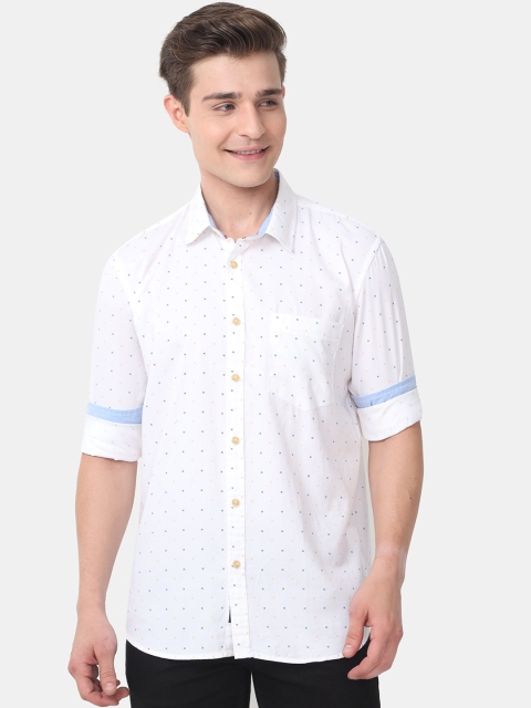 

HERE&NOW Men White Slim Fit Opaque Printed Cotton Casual Shirt