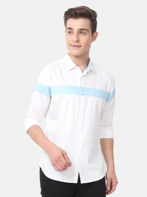 

HERE&NOW Men White & Blue Slim Fit Casual Shirt