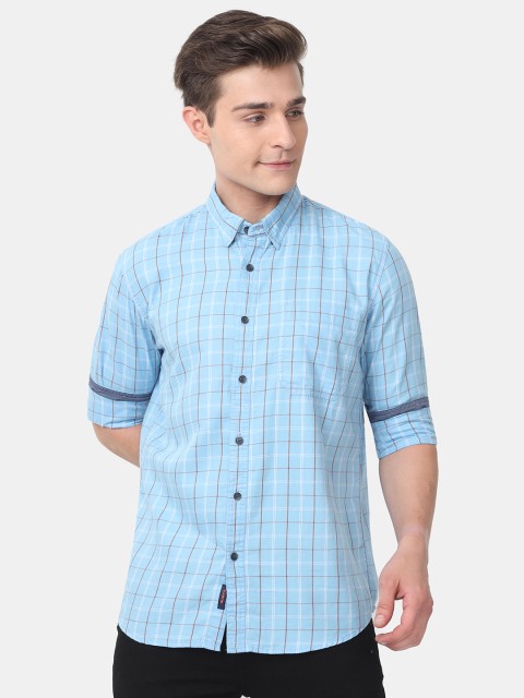 

HERE&NOW Men Blue Slim Fit Checked Casual Shirt