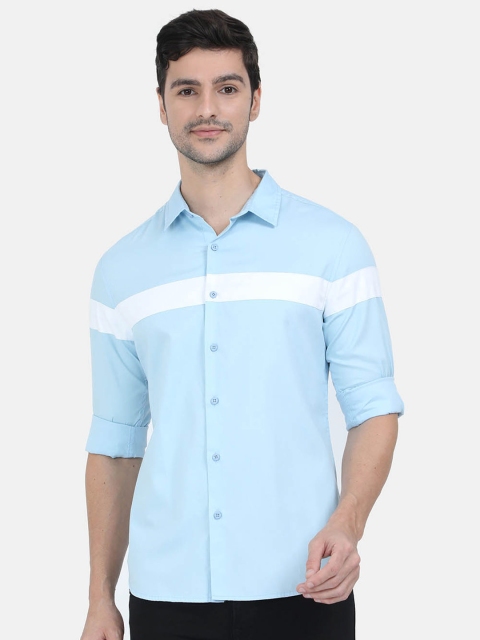 

HERE&NOW Men Blue Slim Fit Opaque Colourblocked Casual Shirt