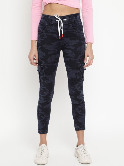 

V2 Value & Variety Women Navy Blue & Black Camouflage Printed Cotton Jeggings