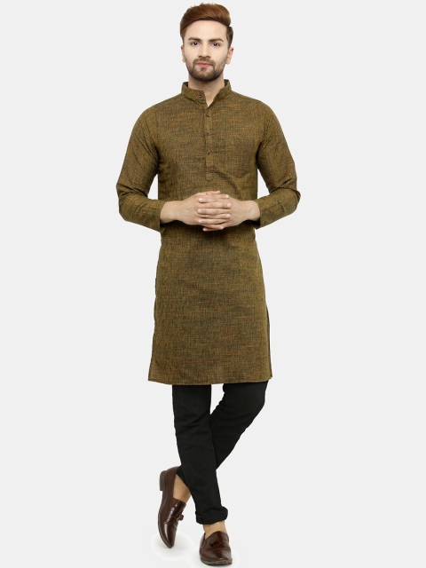 

Enchanted Drapes Men Green Cotton Handloom Kurta