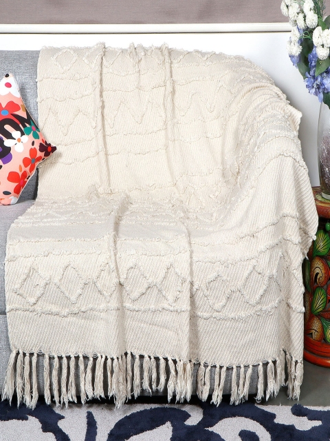

KICA White Super Soft Cotton Decorative 2 Seater Sofa Throw