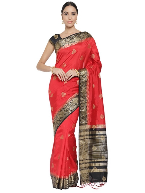 

Viva N Diva Red & Black Ethnic Motifs Zari Silk Blend Saree