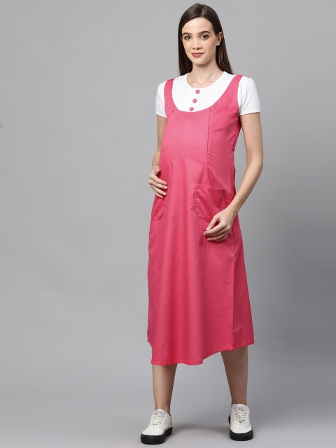 

MomToBe Pink Maternity Pinafore Midi Dress