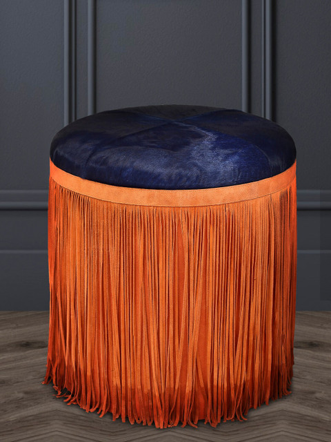 

IMUR Blue & Orange Solid Pure Leather Pouffes