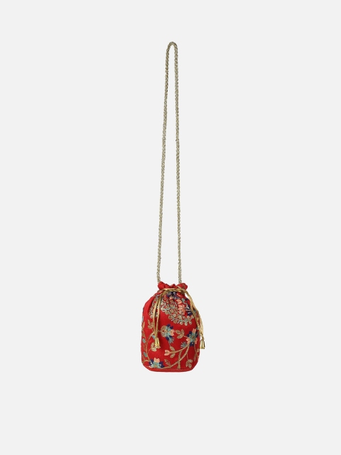 

Aditi Wasan Red & Gold-Toned Embroidered Potli Clutch