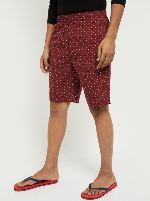 

max Men Rust Printed Slim Fit Regular Shorts