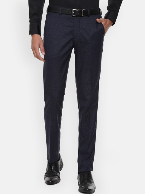 

Louis Philippe Men Navy Blue Slim Fit Formal Trousers