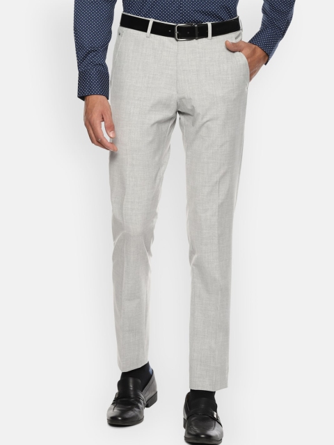 

Louis Philippe Men Grey Textured Slim Fit Formal Trousers