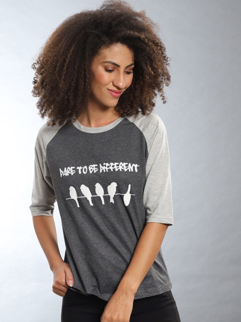 

Campus Sutra Women Grey Printed Tshirt