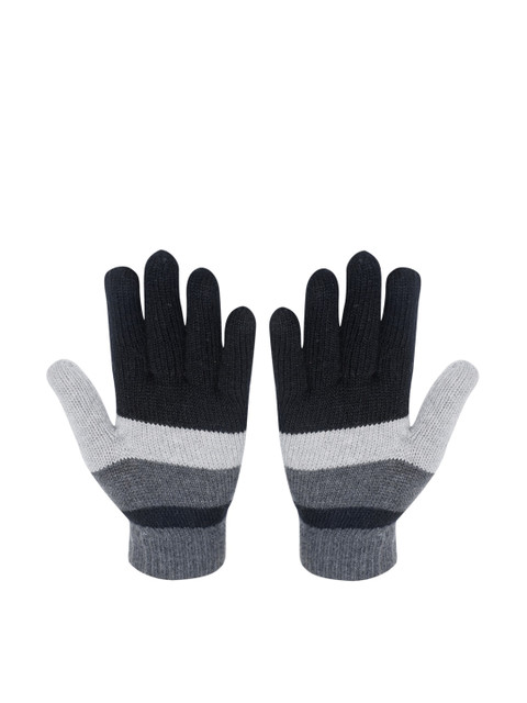 

LOOM LEGACY Men Black & Grey Striped Gloves
