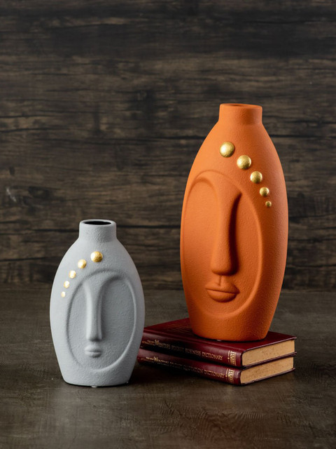 

THEDECORKART Orange Faces Vase - Big