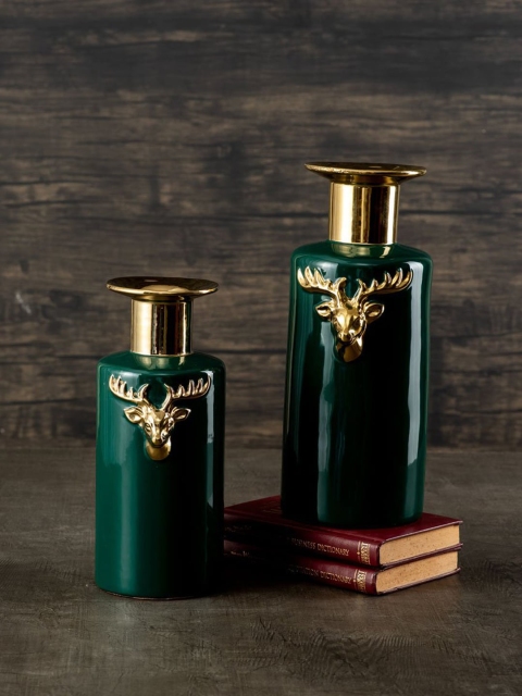

THEDECORKART Emerald Green Reindeer Vase
