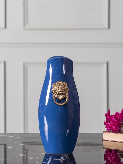 

THEDECORKART Blue Lion Vase