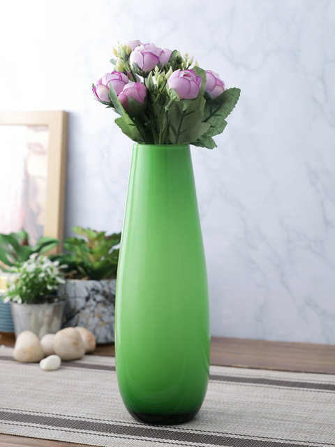 

TAYHAA Green Solid Thick Glass Flower Vase