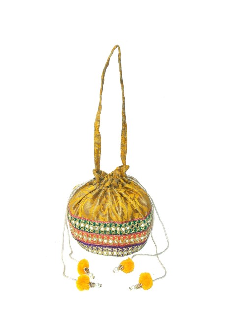 

Spice Art Mustard Embroidered Potli Clutch