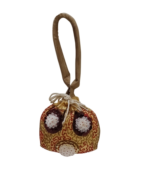 

Spice Art Gold-Toned & Red Embroidered Potli Clutch