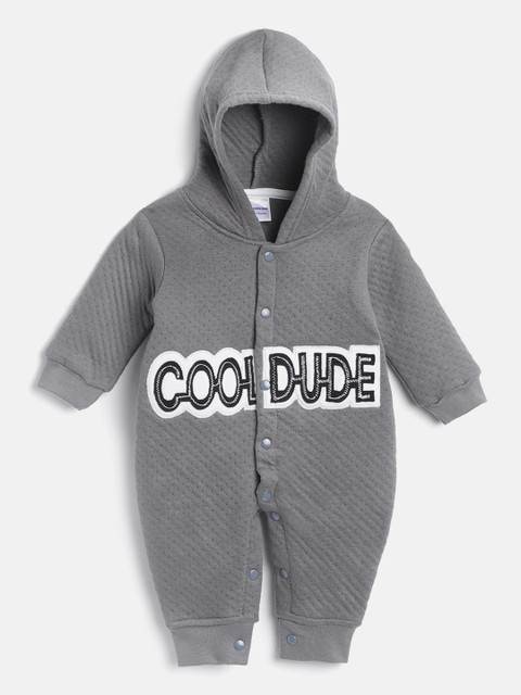 

Moms Love Infant Boys Grey & White Pure Cotton Applique Detail Rompers