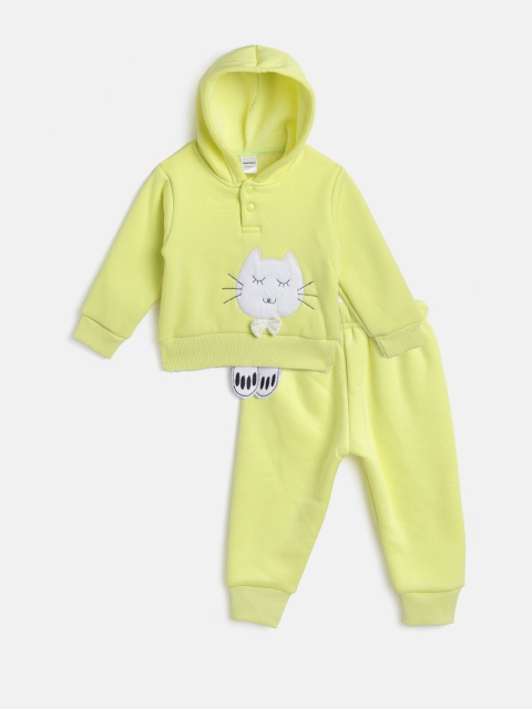 

Moms Love Infant Kids Green & White Pure Cotton Hooded Sweatshirt with Pyjamas